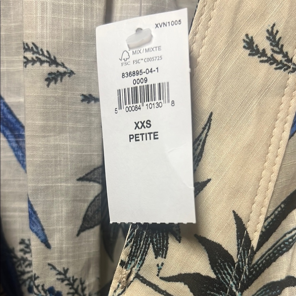 Banana Republic Mini Dress with Blue and Black Leaf Print